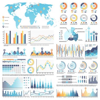 Koleksiyon infographics illüstrasyon izole