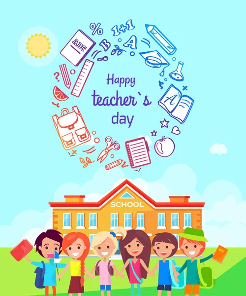 Happy Teachers Day Illustration vectorielle colorée — Image vectorielle