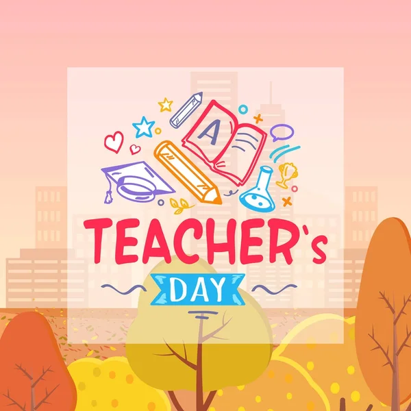 Journée des enseignants et automne sur l'illustration vectorielle — Image vectorielle