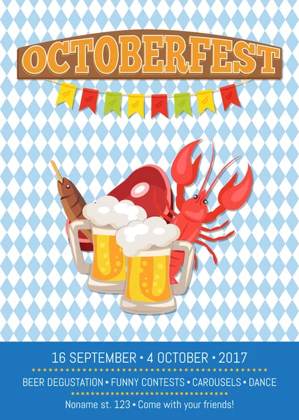 Octubrefestival Oktoberfest Poster promocional Vector — Archivo Imágenes Vectoriales