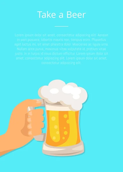 Возьмите плакат пива с традиционным стаканом — стоковый вектор