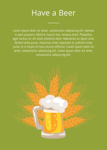 Tenga un cartel de cerveza Vidrio tradicional con espuma blanca — Archivo Imágenes Vectoriales
