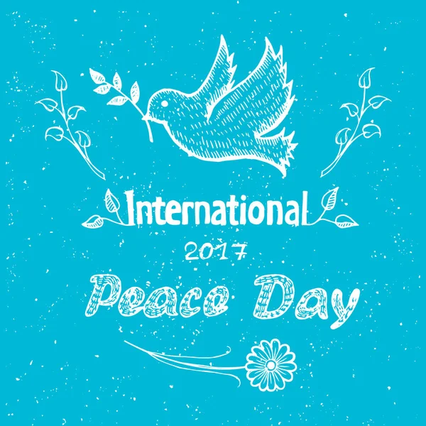 International Peace Day Poster with Dove Flying — Stock Vector