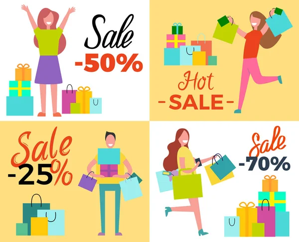 Venda quente 50 Shopping Set Vector Ilustração — Vetor de Stock