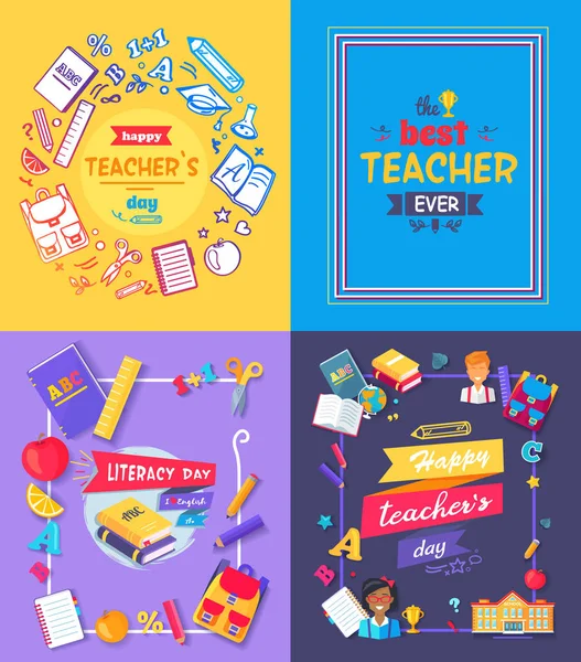 Teachers Day Promo Poster Vector Illustration — Stock Vector