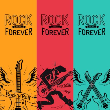 Rock müzik sonsuza kadar yaratıcı renkli afiş ayarla
