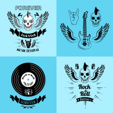 Rock n roll sonsuza kadar müzik Fest vektör çizim