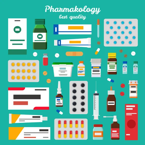 Farmacología Mejor calidad Vector Ilustración — Vector de stock