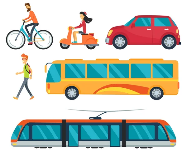 Différents types d'illustration vectorielle de transport — Image vectorielle