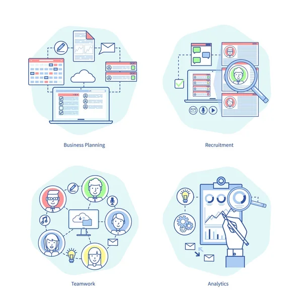 Planejamento de Negócios Rucrurecruitment Vector Illustration —  Vetores de Stock