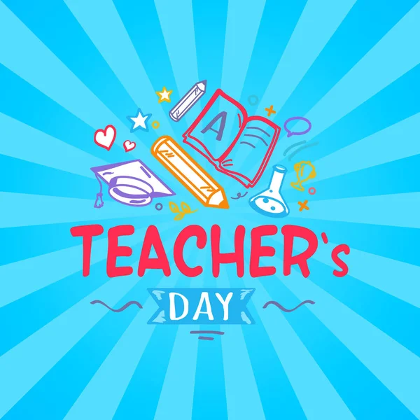 Teachers Day Promo Poster Vector Illustration — Stock Vector