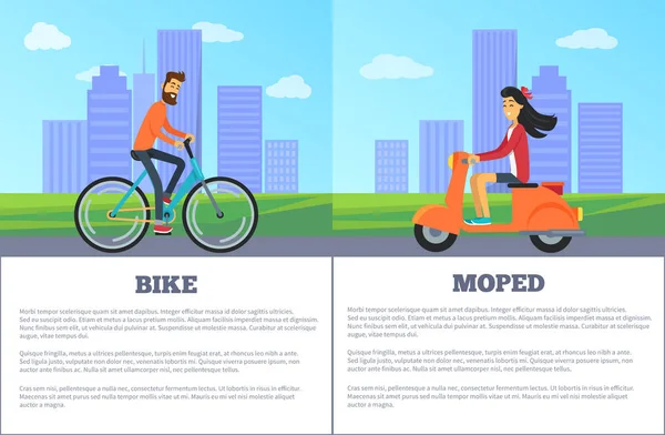 Bike versus Moped Vector Illustration - Stok Vektor