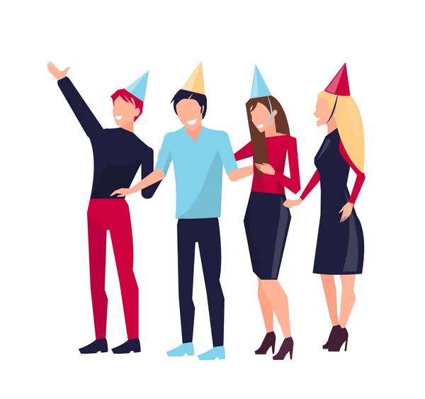 Partying People on Vector Illustration White — Stock Vector