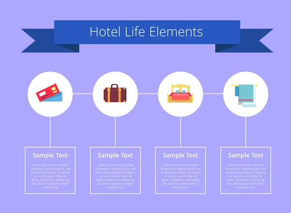 Hotel Life Elements and Text Vector Illustration — Stock Vector