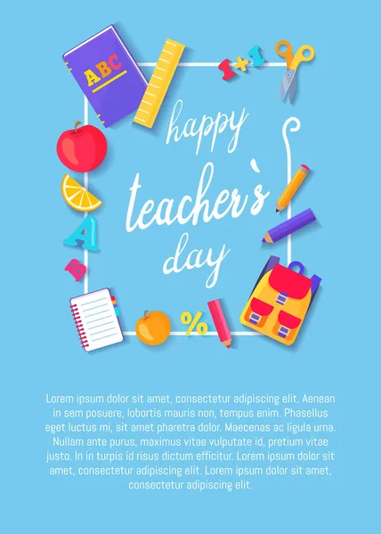 Щасливі вчителів день плакат з ікон бланком — стоковий вектор