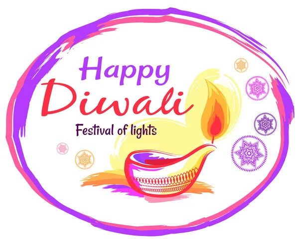 Glückliches Diwali-Poster mit weißem Hintergrund und Text — Stockvektor