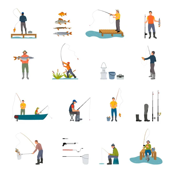 Activité de pêche des hommes sur l'illustration vectorielle — Image vectorielle