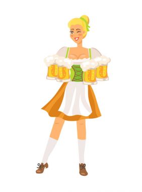 Beyaz vektör çizim üzerinde Alman garson.