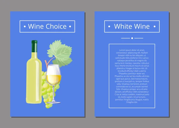 Elección de vino blanco con ilustración de vectores de texto — Vector de stock