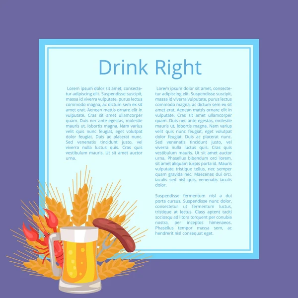 Пейте правильный плакат с изображением еды и напитков — стоковый вектор