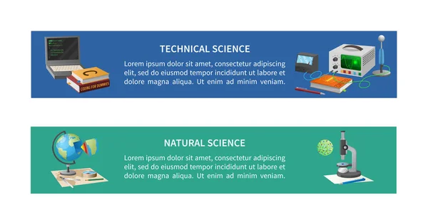 Cartazes de Ciências Técnicas e Naturais com Texto — Vetor de Stock