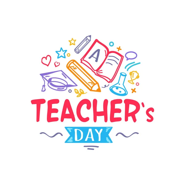 Teacher s Day Colorful Logo Vector Illustration — Stock Vector