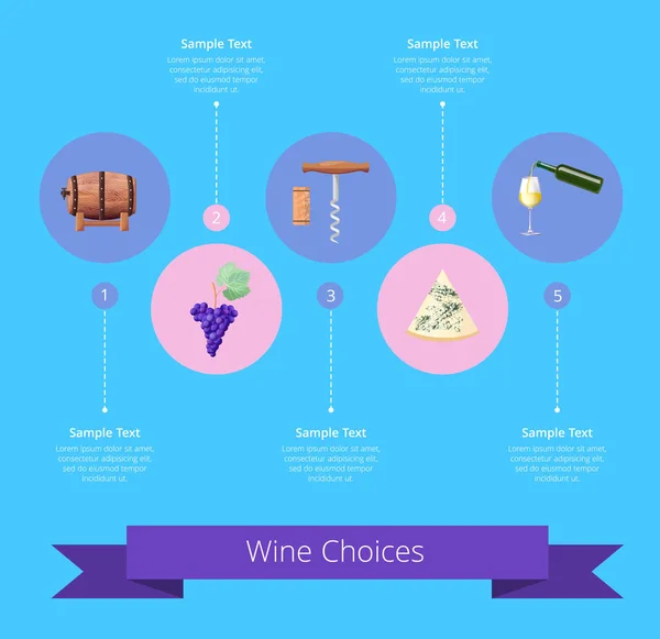 Opções de vinho Ícones e fita Vector Ilustração —  Vetores de Stock