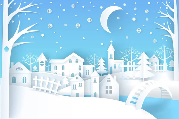 Illustration vectorielle de paysage d'hiver Bleu Blanc — Image vectorielle