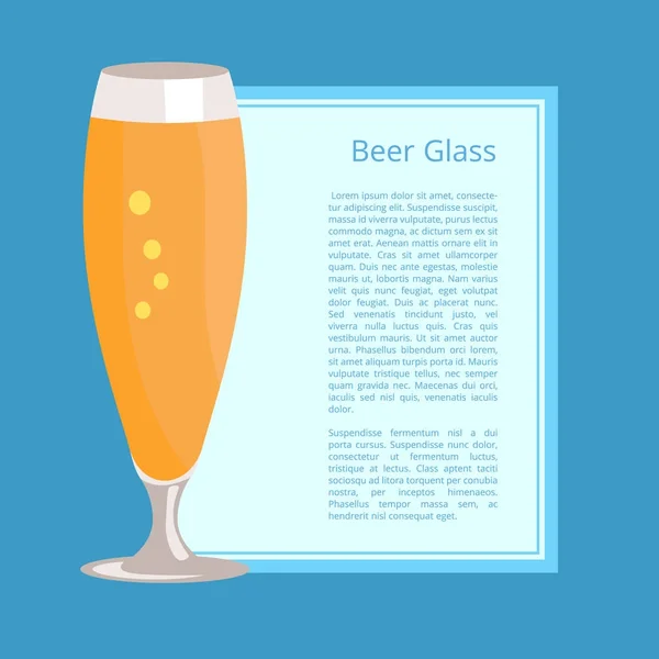 Beer Glass Pilsner Poster Vector Illustration — Stock Vector