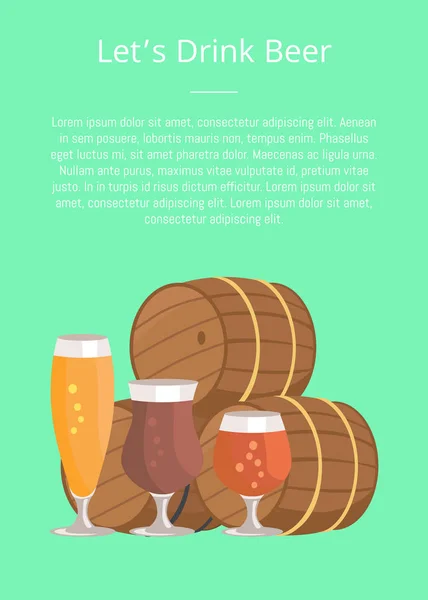 Три бочки пива для дегустации векторной иллюстрации — стоковый вектор