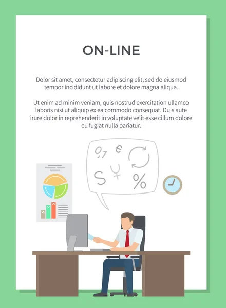 Online Working Poster Vector Illustration — Stock Vector