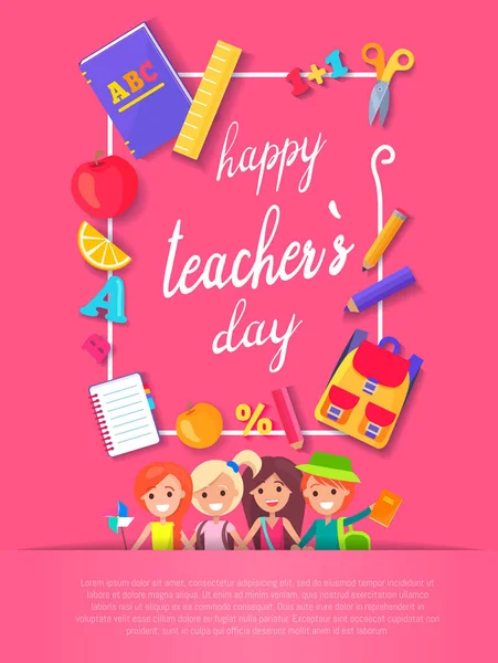 Happy Teacher s Day Postcard Vector Illustration — Stock Vector