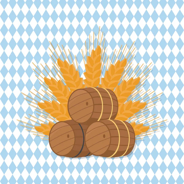 Vektor-Illustration von Bierfässern beim Oktoberfest — Stockvektor
