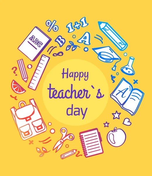 Happy Teachers Day Framed Vector Illustration — Stock Vector