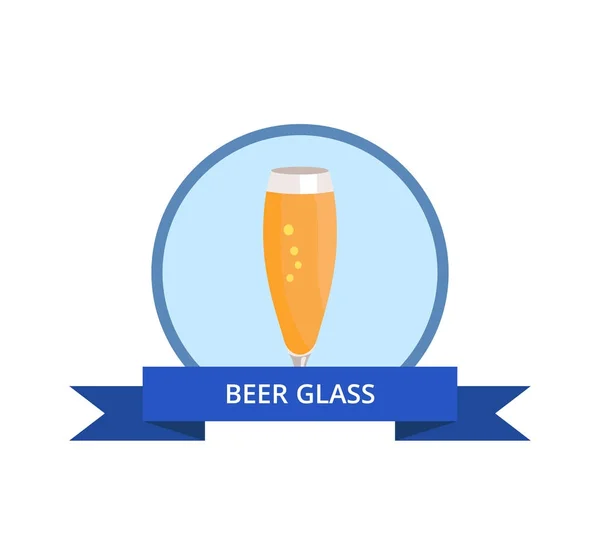 Beer Glass in Blue Circle Vector Illustration — Stock Vector