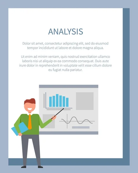 Analyseplakat mit Geschäftsmann an Bord — Stockvektor
