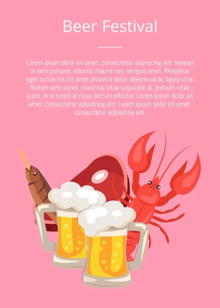 Пиво и закуски на Октоберфесте Векторная иллюстрация — стоковый вектор