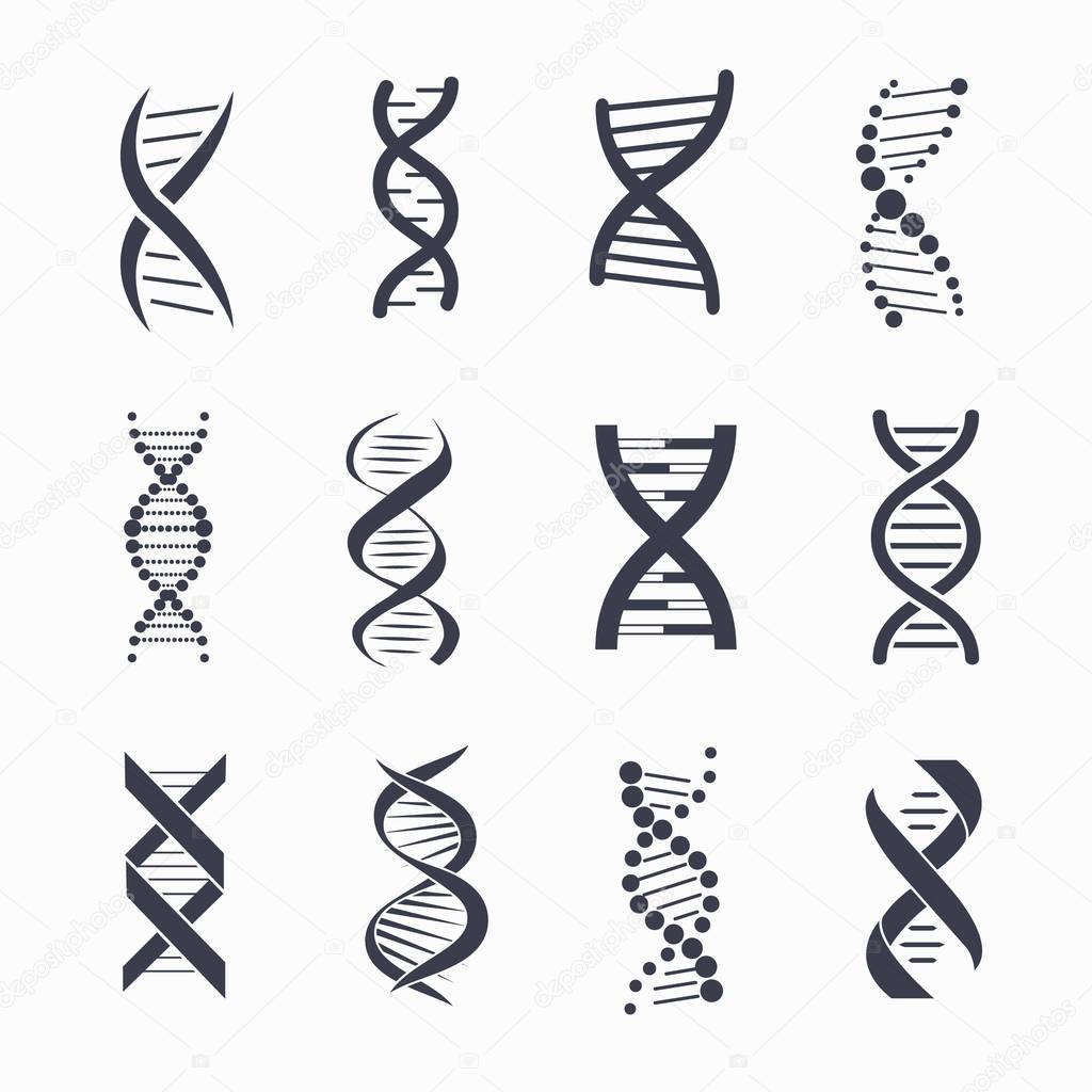 Dna Different Icons Set on Vector Illustration