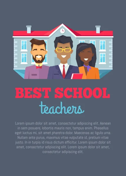 Mejores profesores de escuela con ilustración de vectores de texto — Vector de stock