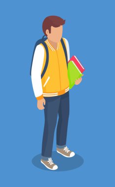 Sırt çantası ile orta okuldan öğrenci