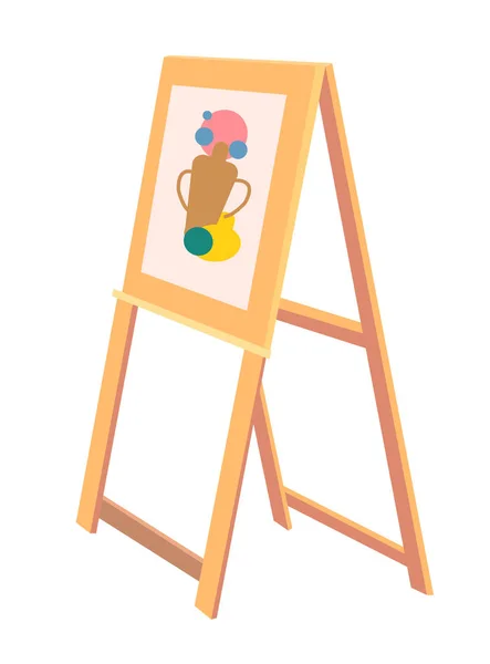 Easel de madera con boceto de jarrón Icono pintado — Vector de stock