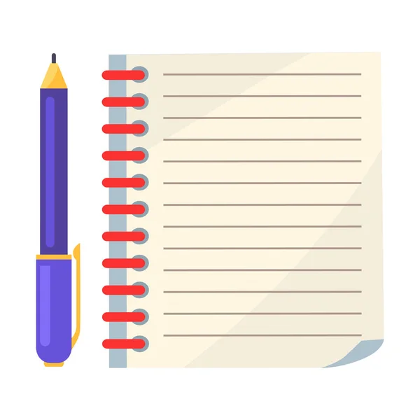 Dagboek met spiraal of pagina van beurt en inkt Pen — Stockvector