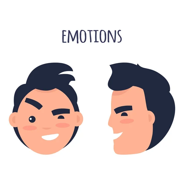 Man Skeptic Emotions Flat Vector Concept — Stock Vector