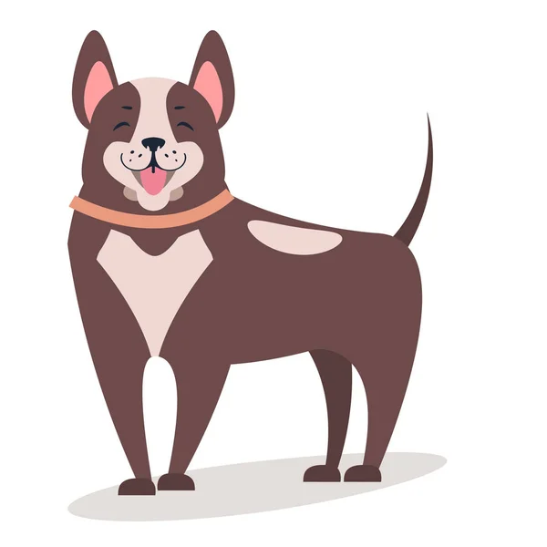 Sonriente perro aislado en blanco vector plana ilustración — Vector de stock