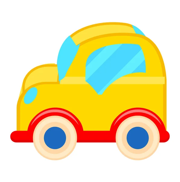 Voiture jouet jaune avec roues blanches Illustration — Image vectorielle