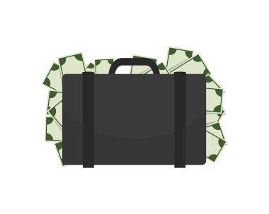 Evrak Çantası'nı vektör çizim üzerinde para dolu