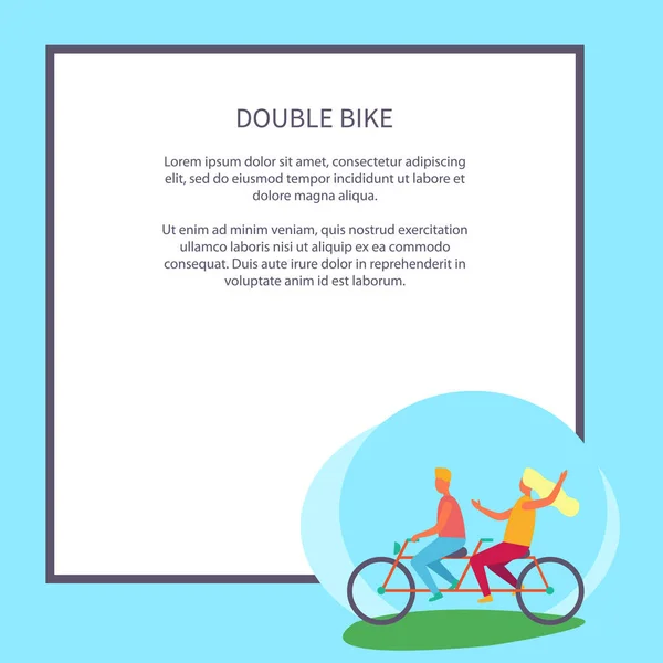 Dubbele fiets Poster beeltenis opgewonden tieners — Stockvector