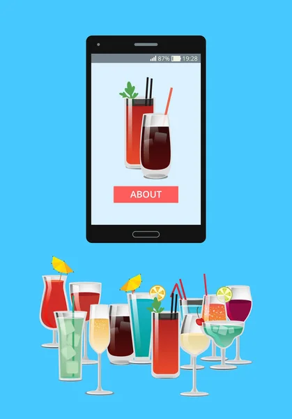 Smartphone e Cocktails Vector Ilustração — Vetor de Stock