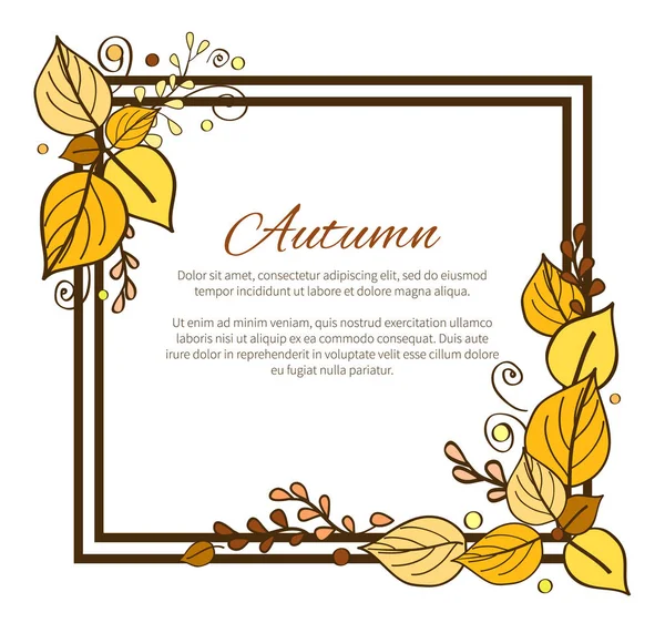 Autumn Frame and Leaves on Vector Illustration — Stock Vector