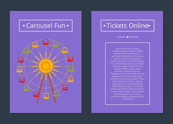 Carrusel divertido Entradas Cartel online Ferris Wheel — Vector de stock